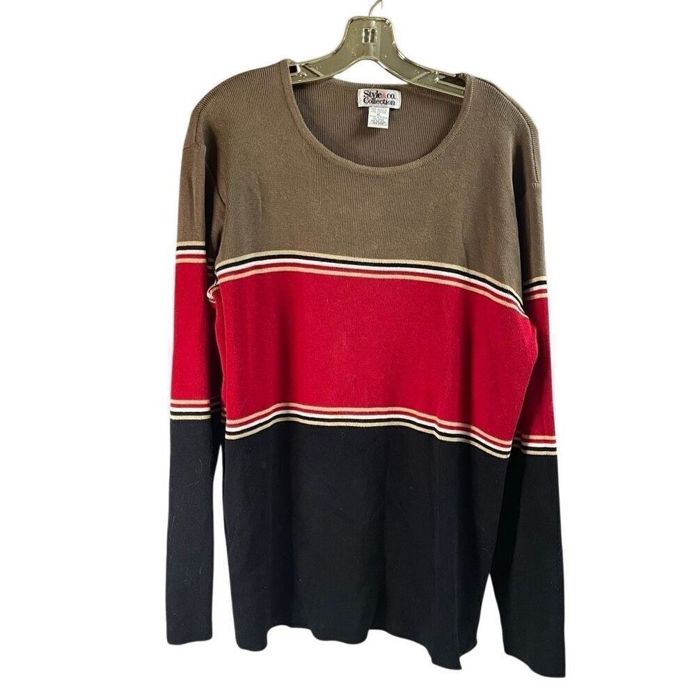 STYLE & CO Women’s Pullover Colorblock Long Sleeve Sweater Women’s XL Vintage 90